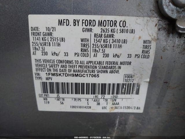 2021 FORD EXPLORER XLT 9