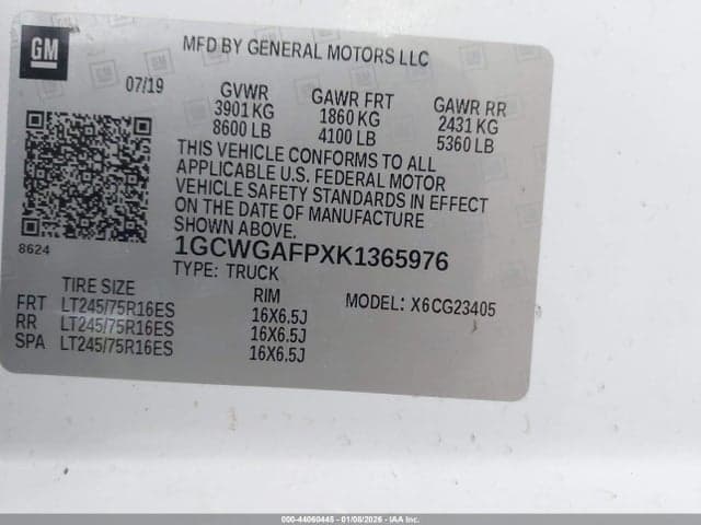 2019 CHEVROLET EXPRESS 2500 WORK VAN 9