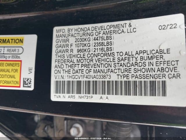 2022 HONDA ACCORD SPORT SE 9