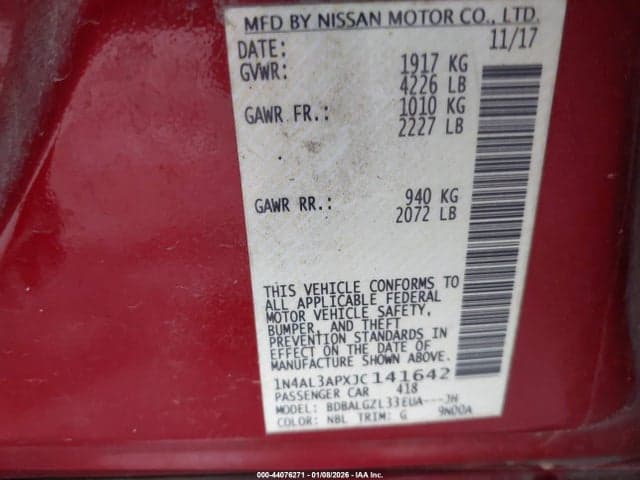 2018 NISSAN ALTIMA 2.5 S 9