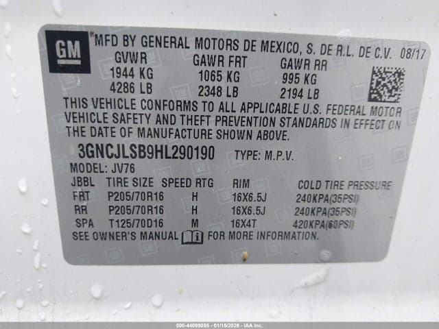 2017 CHEVROLET TRAX LT 9