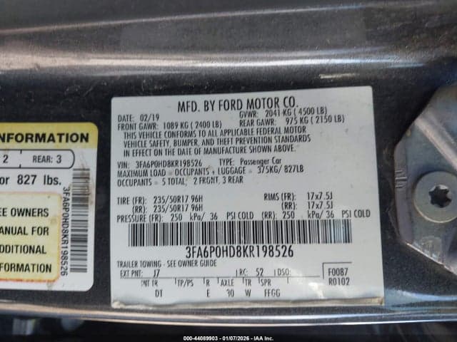 2019 FORD FUSION SE 9