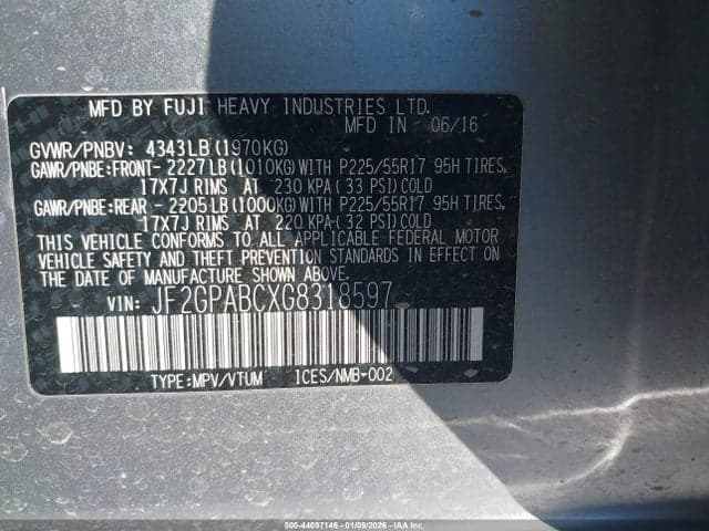 2016 SUBARU CROSSTREK 2.0I PREMIUM 9