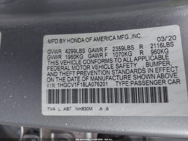 2020 HONDA ACCORD LX 9