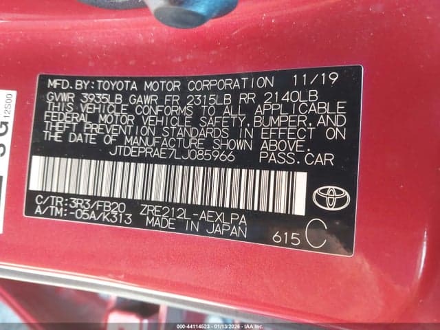 2020 TOYOTA COROLLA LE 9