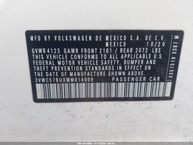 2021 VOLKSWAGEN JETTA 1.4T R-LINE/1.4T S/1.4T SE 9