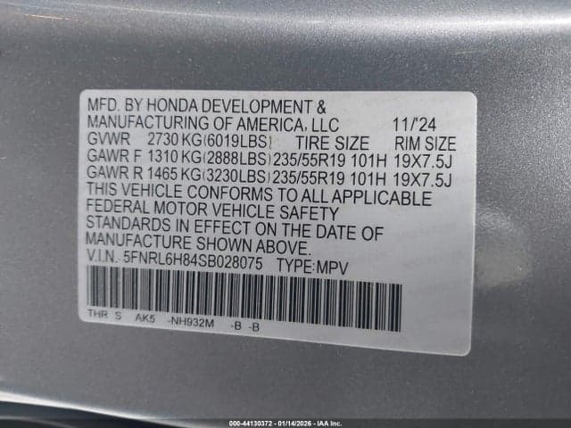 2025 HONDA ODYSSEY TOURING 9