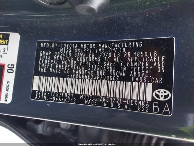 2018 TOYOTA COROLLA LE 9