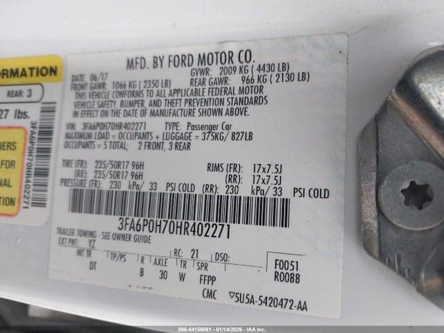 2017 FORD FUSION SE 9