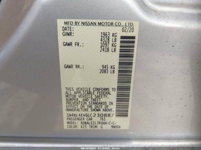 2020 NISSAN ALTIMA SL FWD 9
