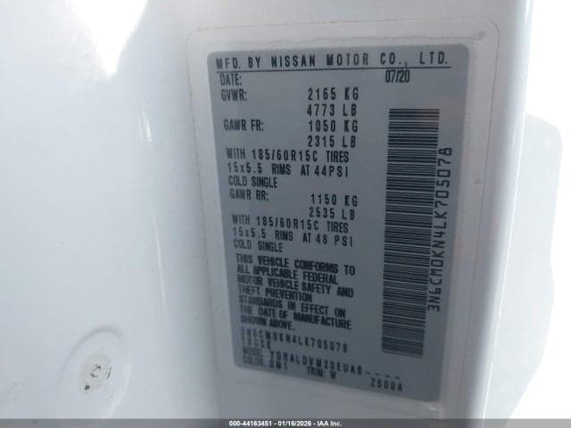 2020 NISSAN NV200 CARGO S XTRONIC CVT 9