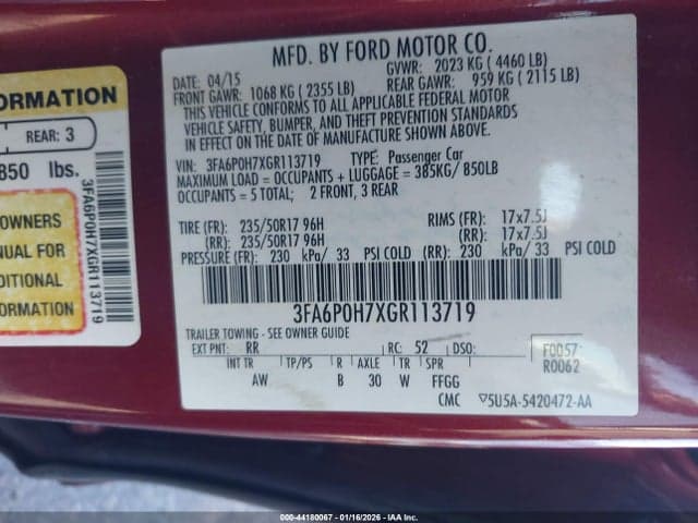 2016 FORD FUSION SE 9