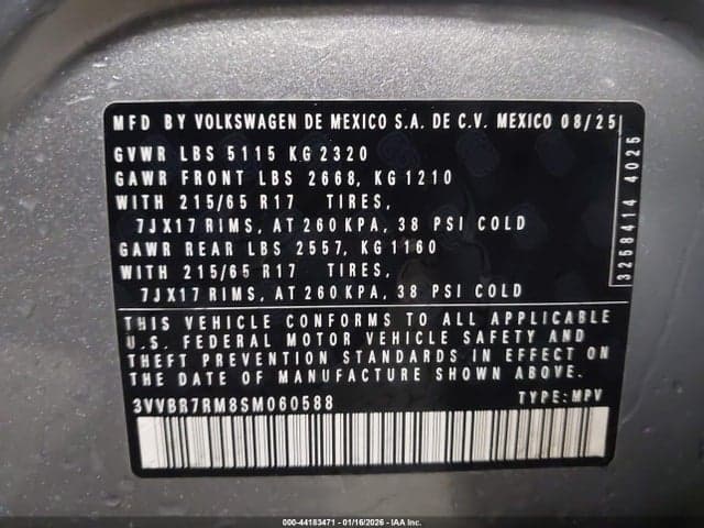 2025 VOLKSWAGEN TIGUAN 2.0T S 9