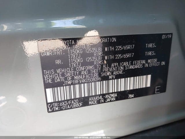 2019 TOYOTA RAV4 XLE 9