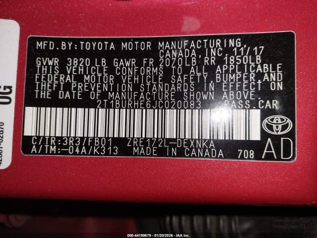 2018 TOYOTA COROLLA LE 9