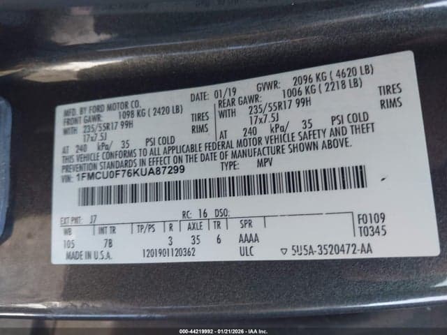 2019 FORD ESCAPE S 9