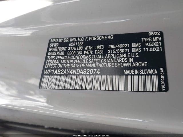 2022 PORSCHE CAYENNE S/S 9