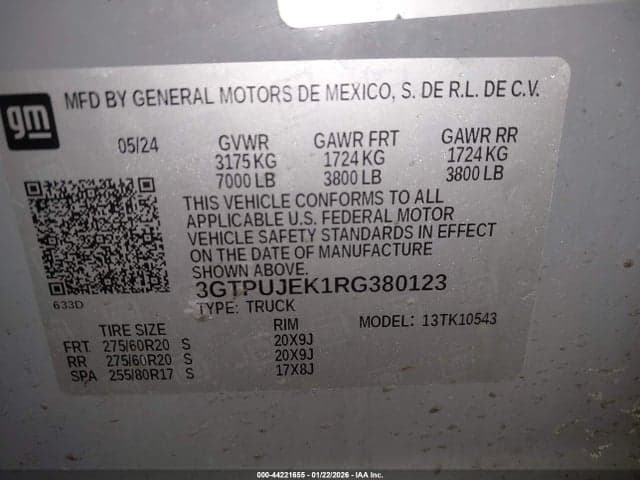 2024 GMC SIERRA 1500 4WD SHORT BOX ELEVATION WITH 3VL 9