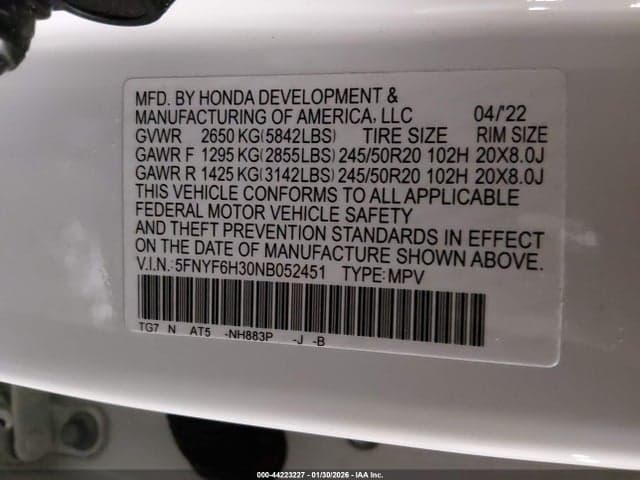2022 HONDA PILOT AWD SPORT 9