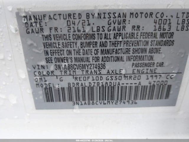 2021 NISSAN SENTRA SV XTRONIC CVT 9