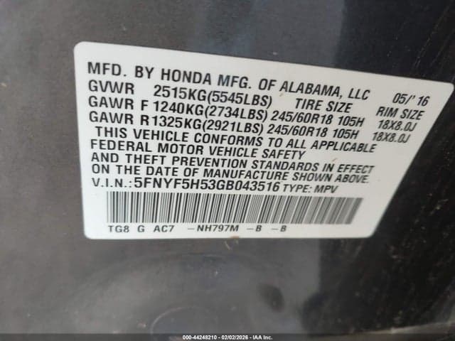 2016 HONDA PILOT EX-L 9