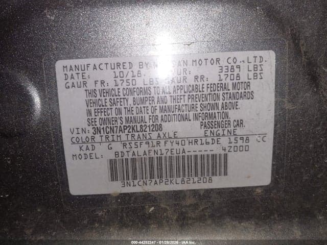2019 NISSAN VERSA 1.6 S 9