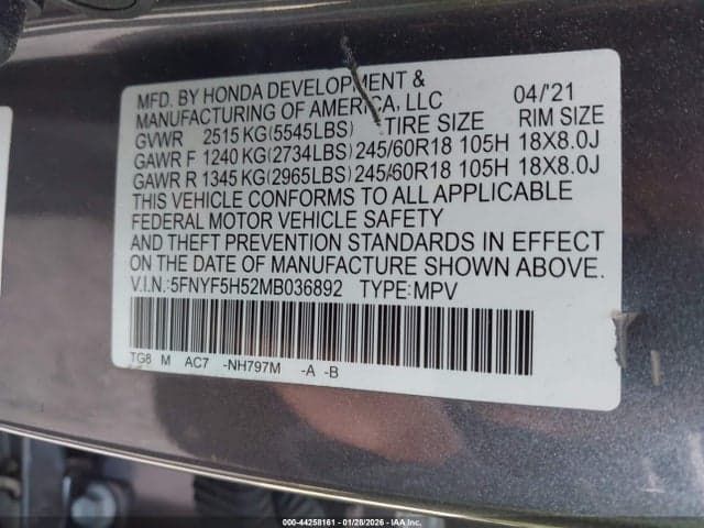 2021 HONDA PILOT 2WD EX-L 9