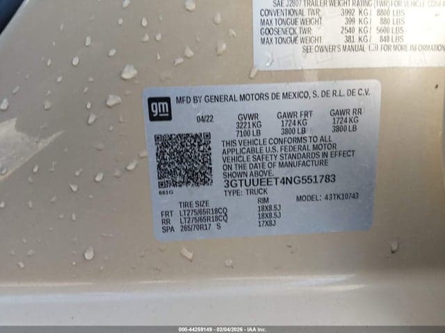 2022 GMC SIERRA 1500 4WD STANDARD BOX AT4 9