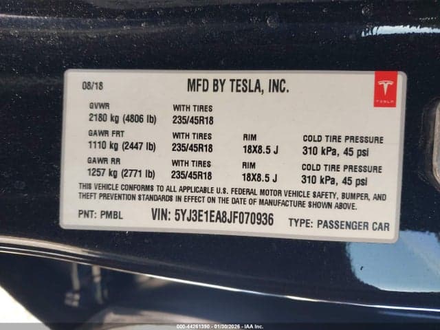 2018 TESLA MODEL 3 LONG RANGE/MID RANGE 9