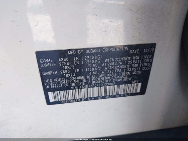 2020 SUBARU OUTBACK TOURING 9