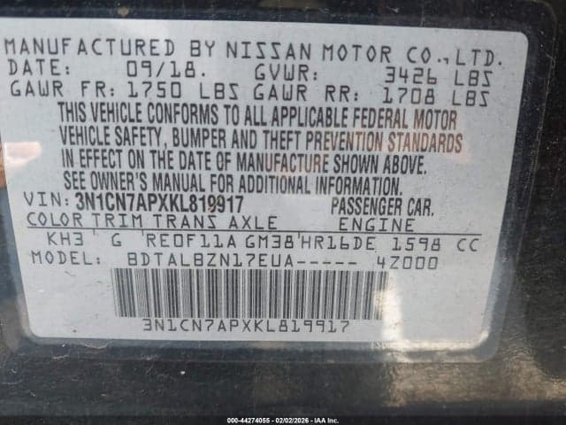 2019 NISSAN VERSA 1.6 SV 9