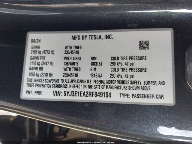 2024 TESLA MODEL 3 LONG RANGE DUAL MOTOR ALL-WHEEL DRIVE/REAR-WHEEL DRIVE 9