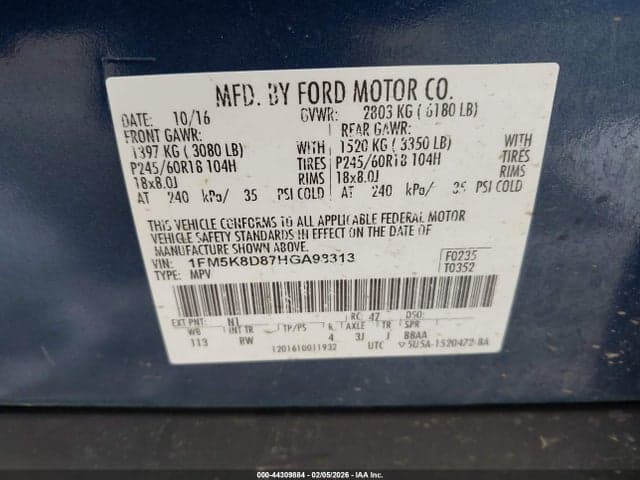 2017 FORD EXPLORER XLT 9