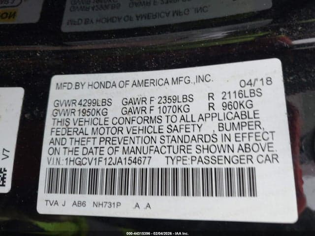 2018 HONDA ACCORD LX 9