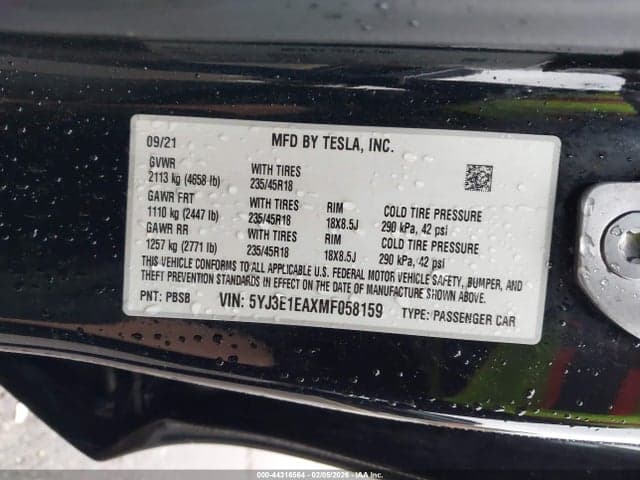 2021 TESLA MODEL 3 STANDARD RANGE PLUS REAR-WHEEL DRIVE 9