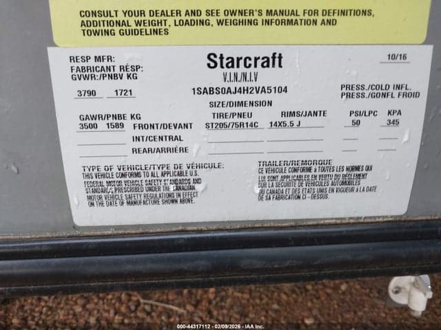 2017 STARCRAFT SATELLITE 9
