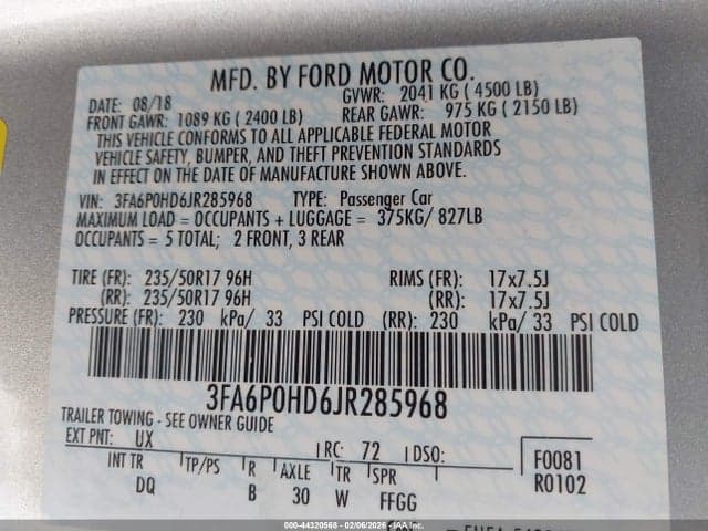 2018 FORD FUSION SE 9