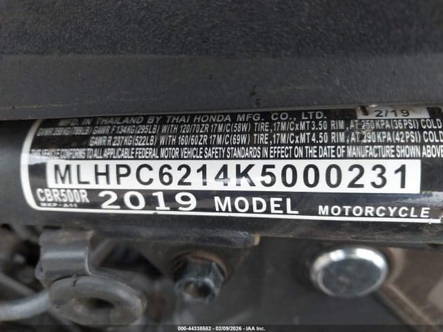 2019 HONDA CBR500 R 10