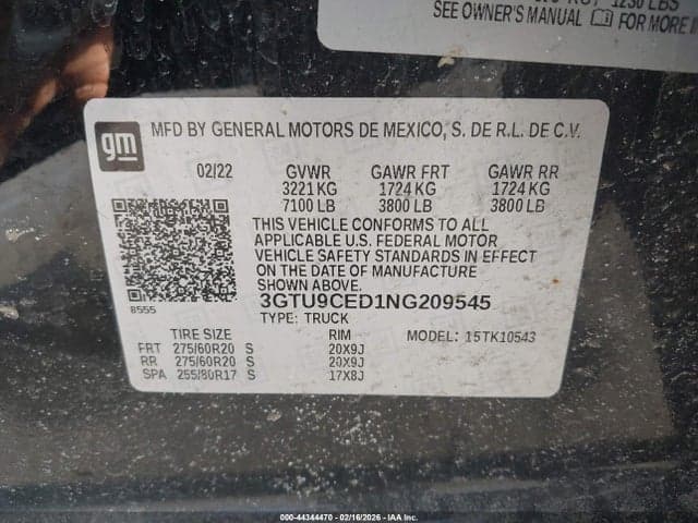 2022 GMC SIERRA 1500 LIMITED 4WD SHORT BOX ELEVATION 9