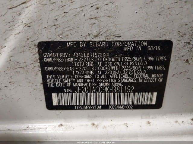 2019 SUBARU CROSSTREK 2.0I PREMIUM 10