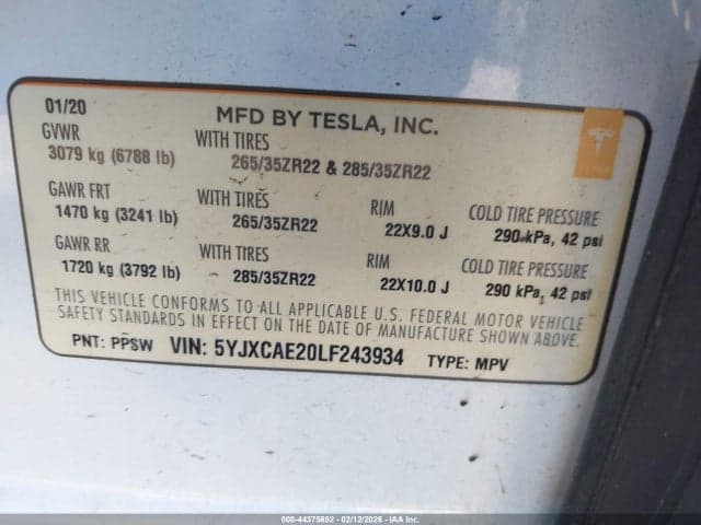 2020 TESLA MODEL X 9