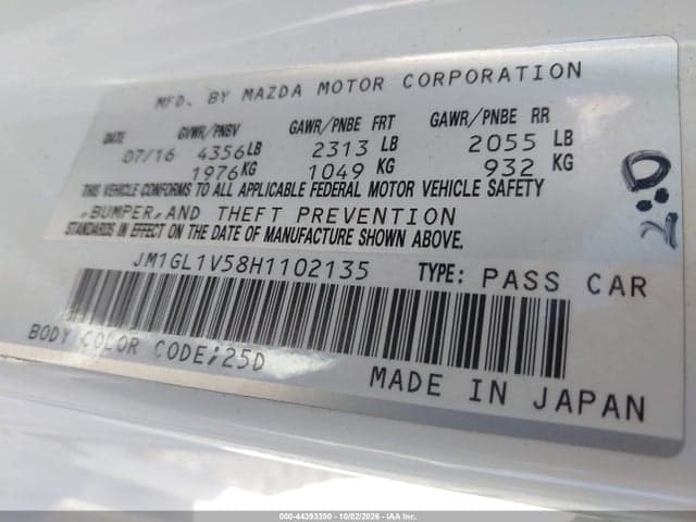 2017 MAZDA MAZDA6 TOURING 9
