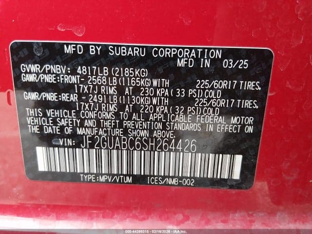 2025 SUBARU CROSSTREK 10
