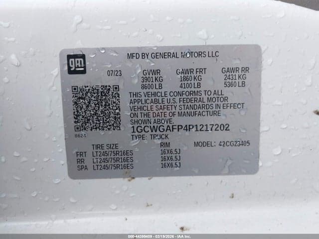 2023 CHEVROLET EXPRESS CARGO RWD 2500 REGULAR WHEELBASE WT 9