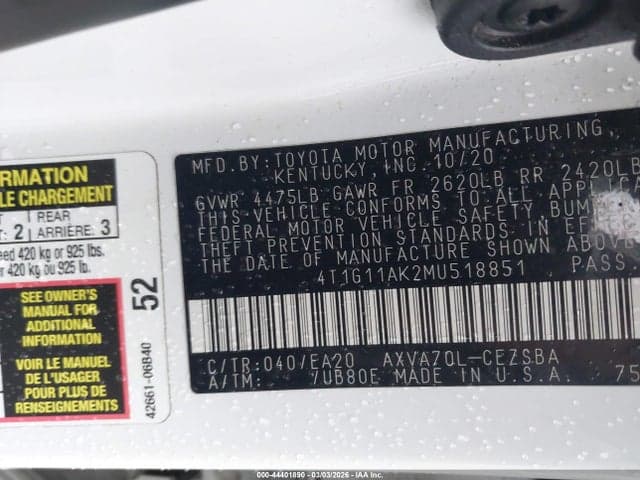2021 TOYOTA CAMRY SE 9