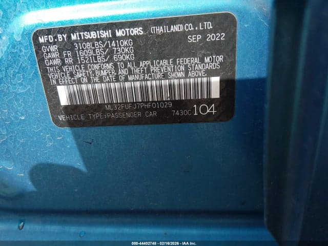 2023 MITSUBISHI MIRAGE G4 BLACK EDITION/ES/LE 9