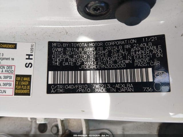 2022 TOYOTA COROLLA HYBRID LE 9
