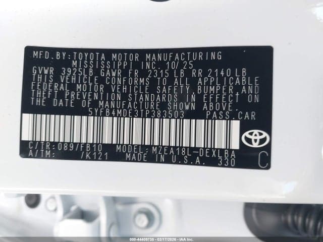 2026 TOYOTA COROLLA LE 9