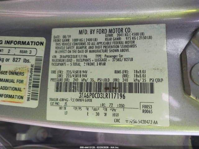 2020 FORD FUSION SEL 9