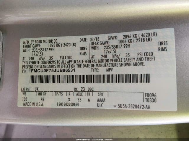 2018 FORD ESCAPE S 9